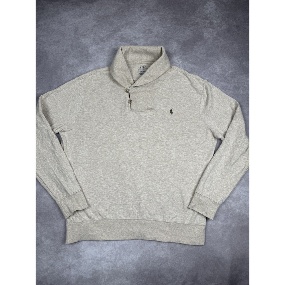 Polo Ralph Lauren Sweater Mens Large Shawl Collar Pullover Cotton Blend - Picture 1 of 16